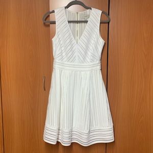 Sleeveless White dress laser cut out A-line dress
